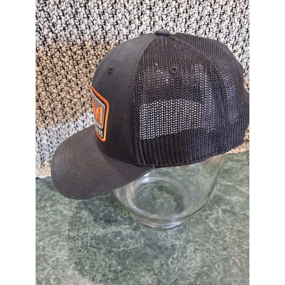 Mustad Embroidered Logo Trucker Hat Black Mesh Adjustable Cap Hooked On Fishing